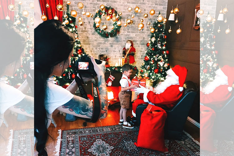 Studio Bruna Wambier inova nos ensaios de Natal: Papai Noel faz parte das sessões